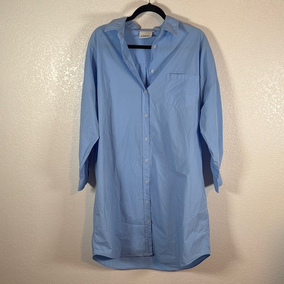 Tuckernuck LMND Blue Azure Chiara Collared Shirt Dress Size Large - Picture 2 of 7